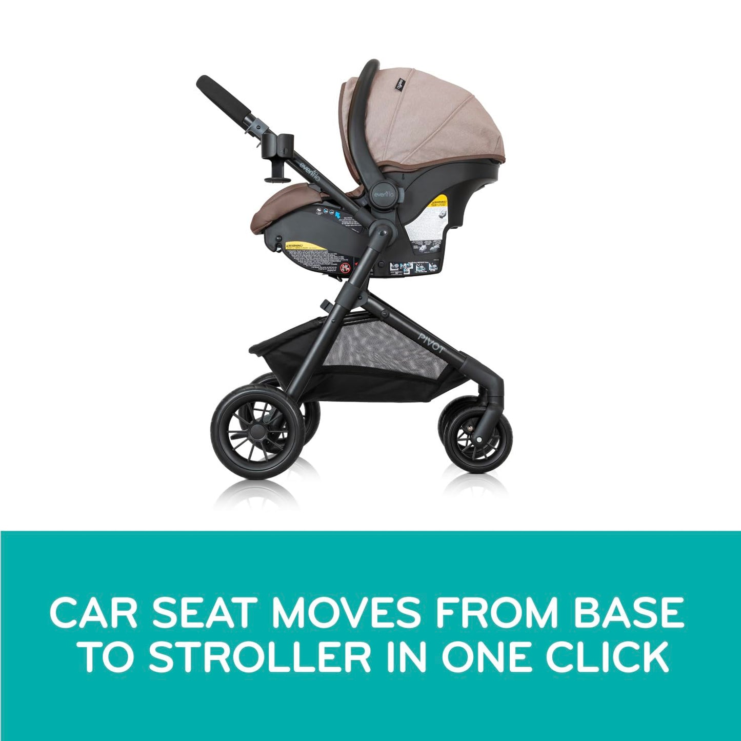 Evenflo Pivot Modular Travel System with LiteMax Infant Car Seat (Casual Gray)