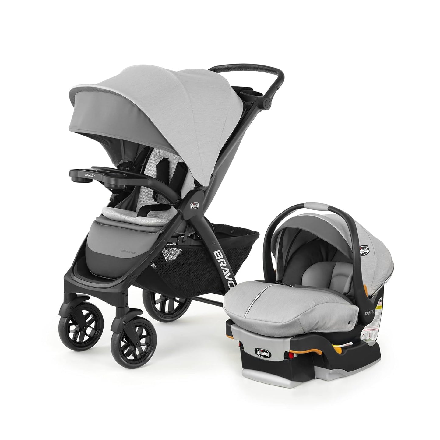 Chicco Bravo 3-in-1 Trio Travel System, Bravo Quick-Fold Stroller with KeyFit 30 Infant Car Seat and Base, Car Seat and Stroller Combo | Camden/Black