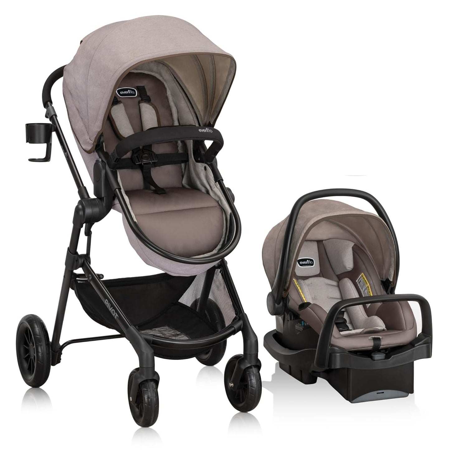 Evenflo Pivot Modular Travel System with LiteMax Infant Car Seat (Casual Gray)