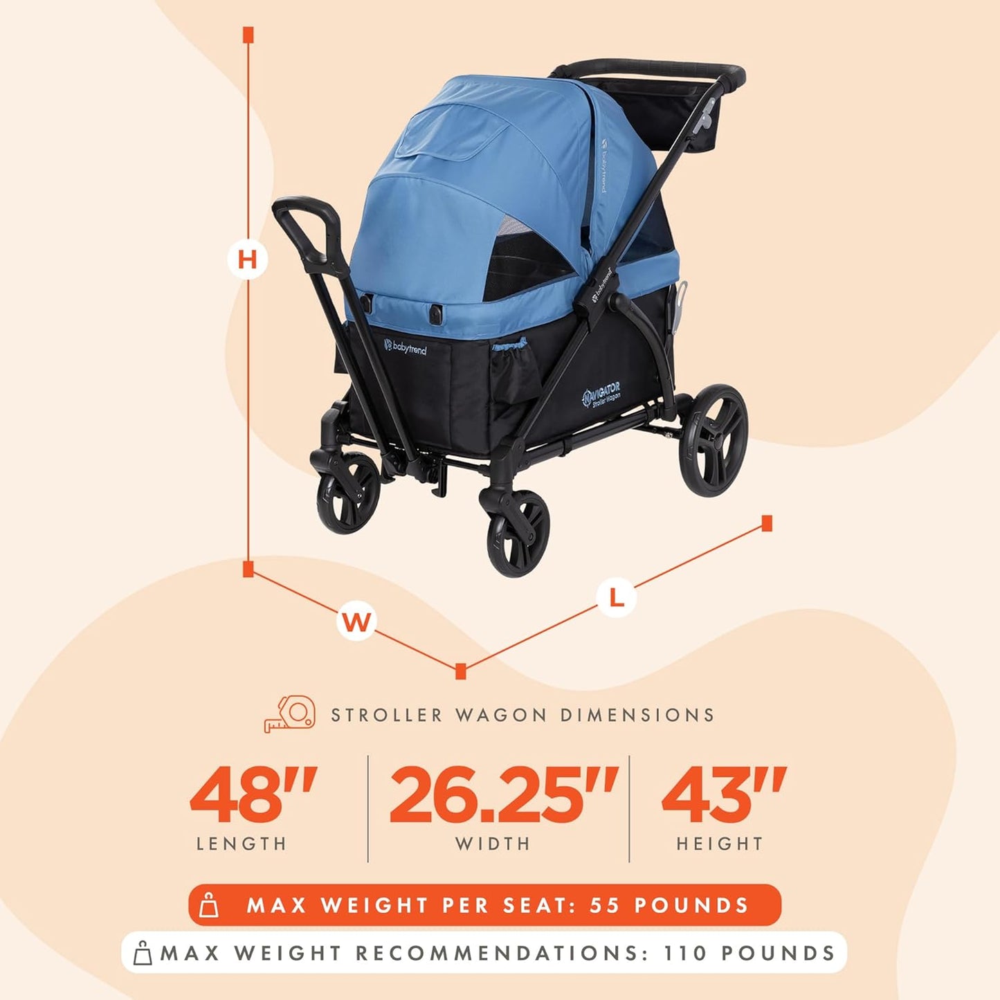 Baby Trend Expedition Stroller Wagon, Liberty Midnight