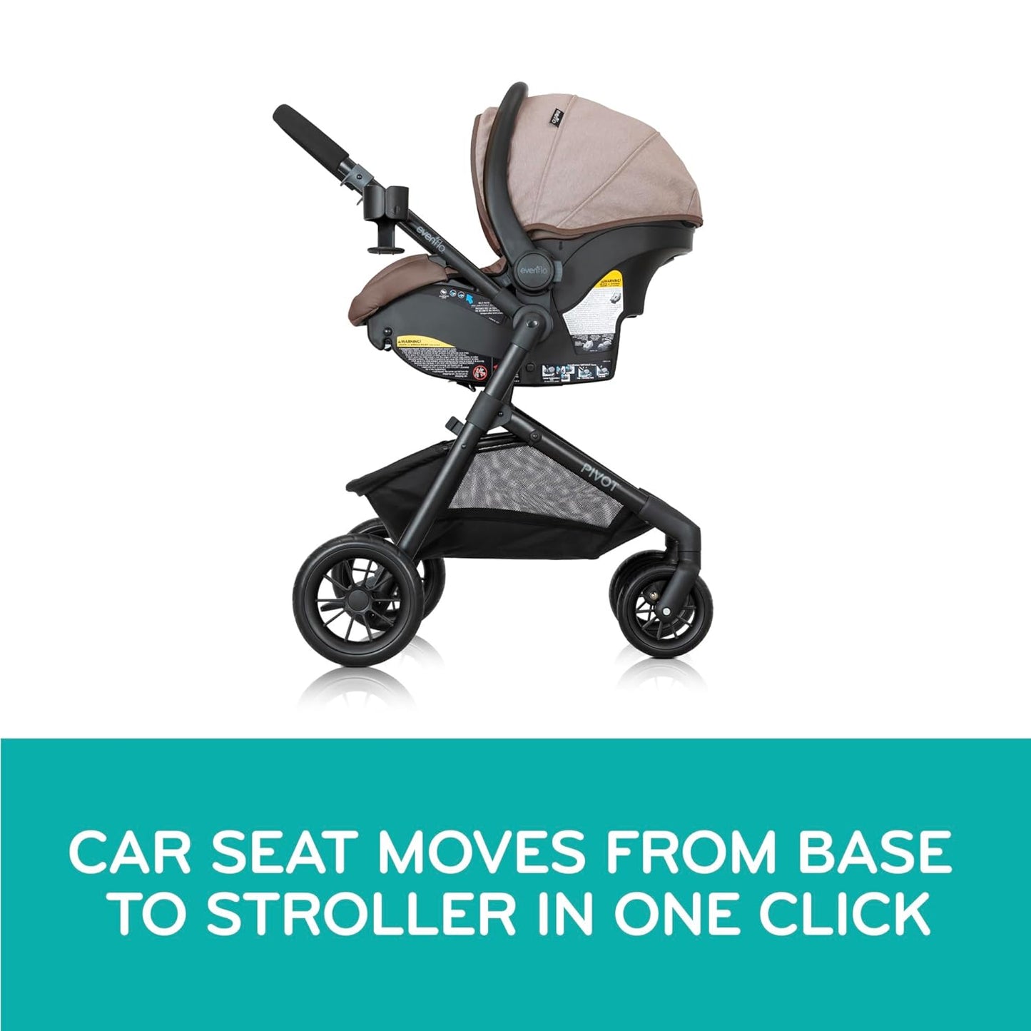 Evenflo Pivot Modular Travel System with LiteMax Infant Car Seat (Casual Gray)