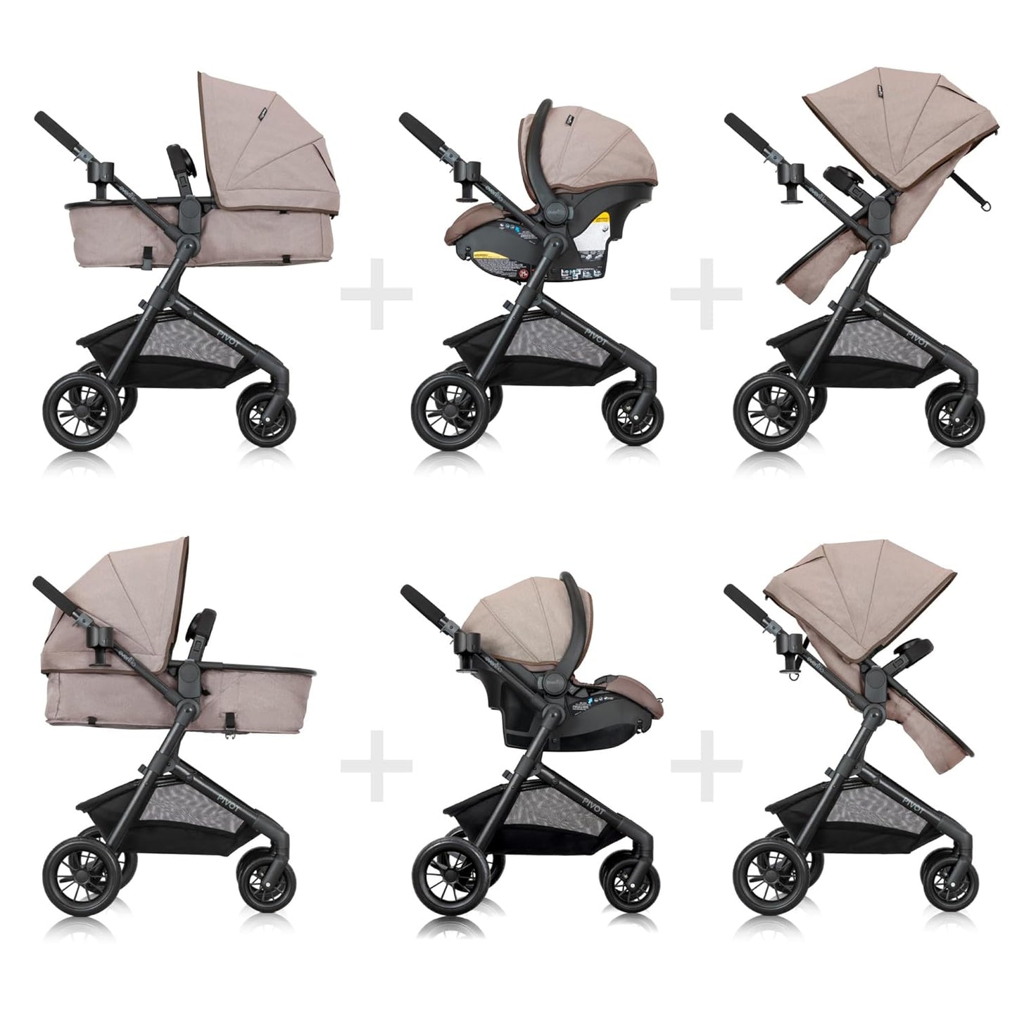 Evenflo Pivot Modular Travel System with LiteMax Infant Car Seat (Casual Gray)