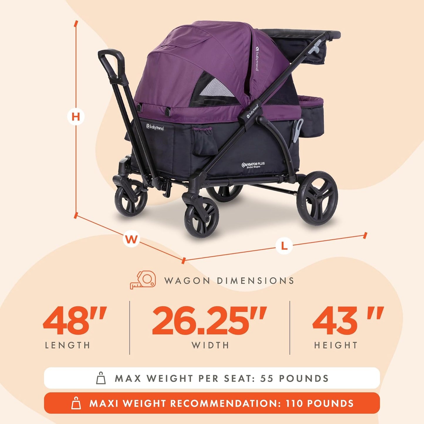 Baby Trend Expedition Stroller Wagon, Liberty Midnight