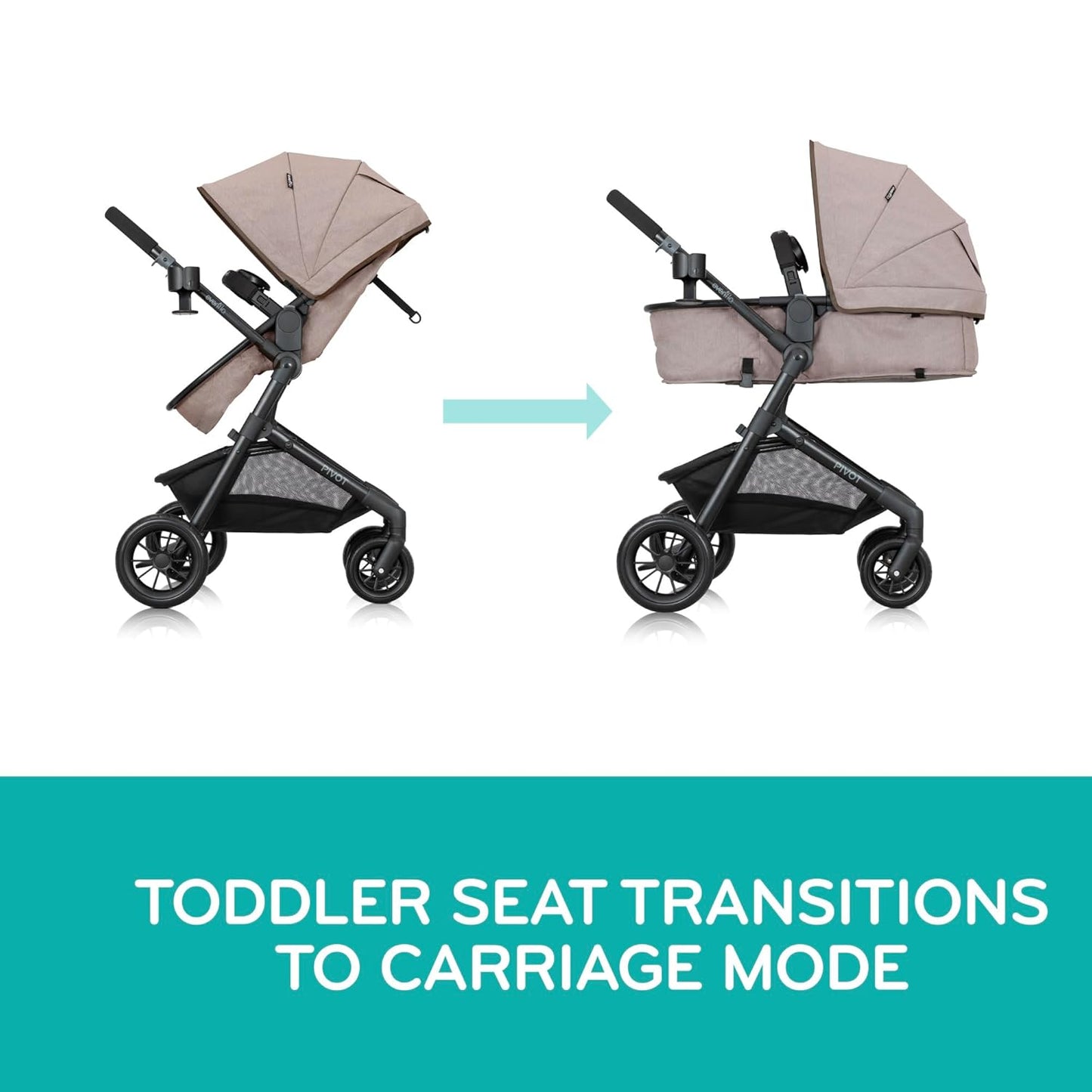 Evenflo Pivot Modular Travel System with LiteMax Infant Car Seat (Casual Gray)