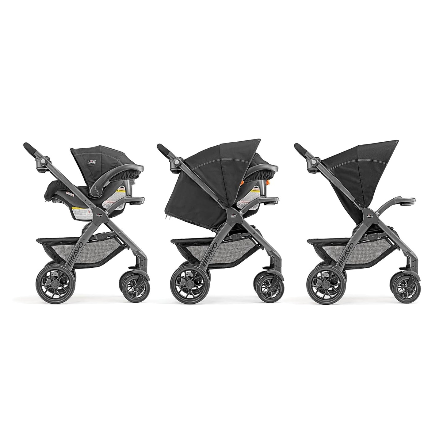 Chicco Bravo 3-in-1 Trio Travel System, Bravo Quick-Fold Stroller with KeyFit 30 Infant Car Seat and Base, Car Seat and Stroller Combo | Camden/Black