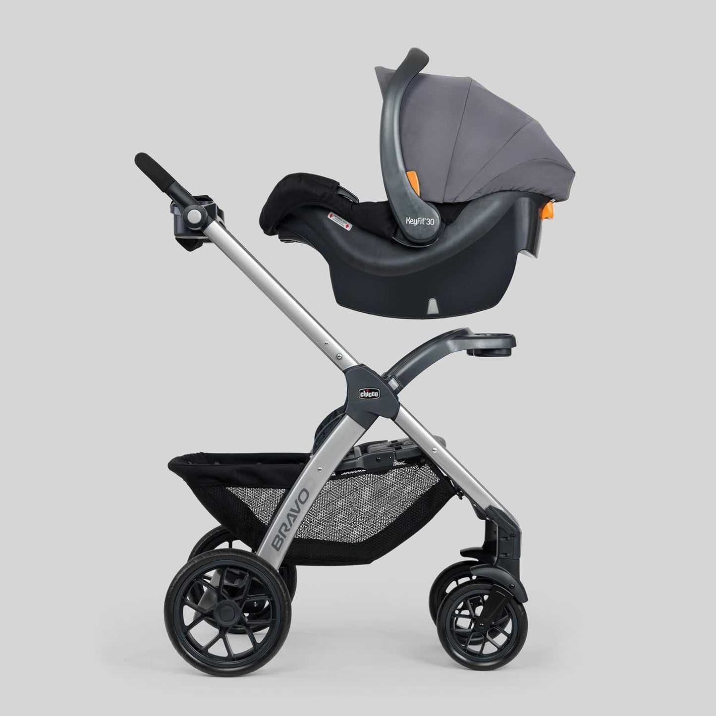Chicco Bravo 3-in-1 Trio Travel System, Bravo Quick-Fold Stroller with KeyFit 30 Infant Car Seat and Base, Car Seat and Stroller Combo | Camden/Black