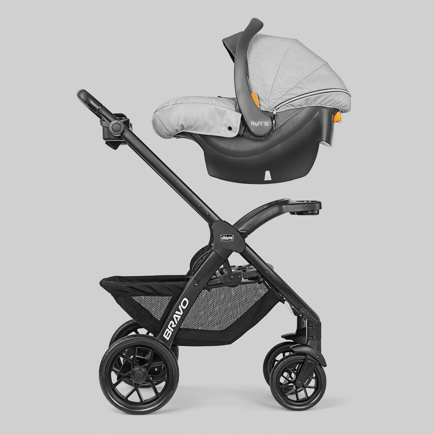 Chicco Bravo 3-in-1 Trio Travel System, Bravo Quick-Fold Stroller with KeyFit 30 Infant Car Seat and Base, Car Seat and Stroller Combo | Camden/Black