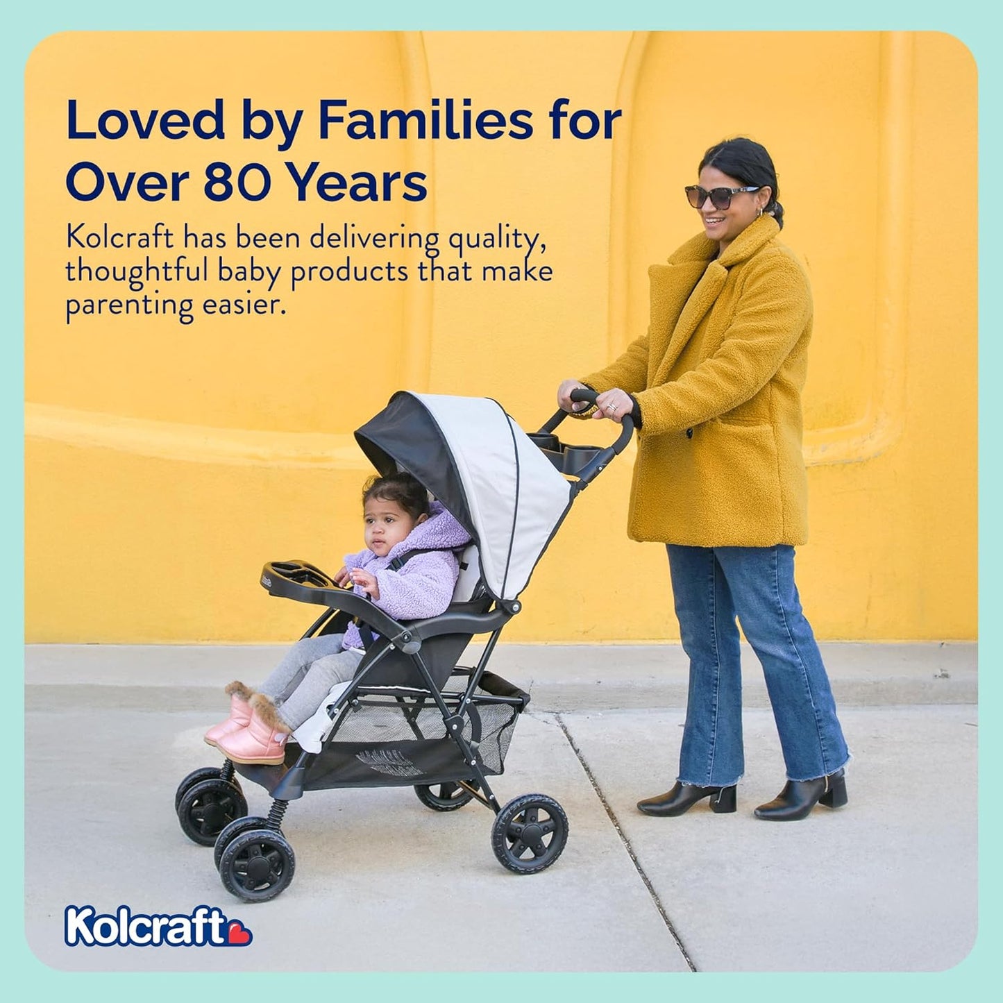 Kolcraft Cloud Plus Lightweight Umbrella Stroller for Toddlers with Reclining Seat, Large Storage Basket, Canopy, Infant & Parent Trays, Compact Fold for Summer Travel, Durable Frame, Slate Gray