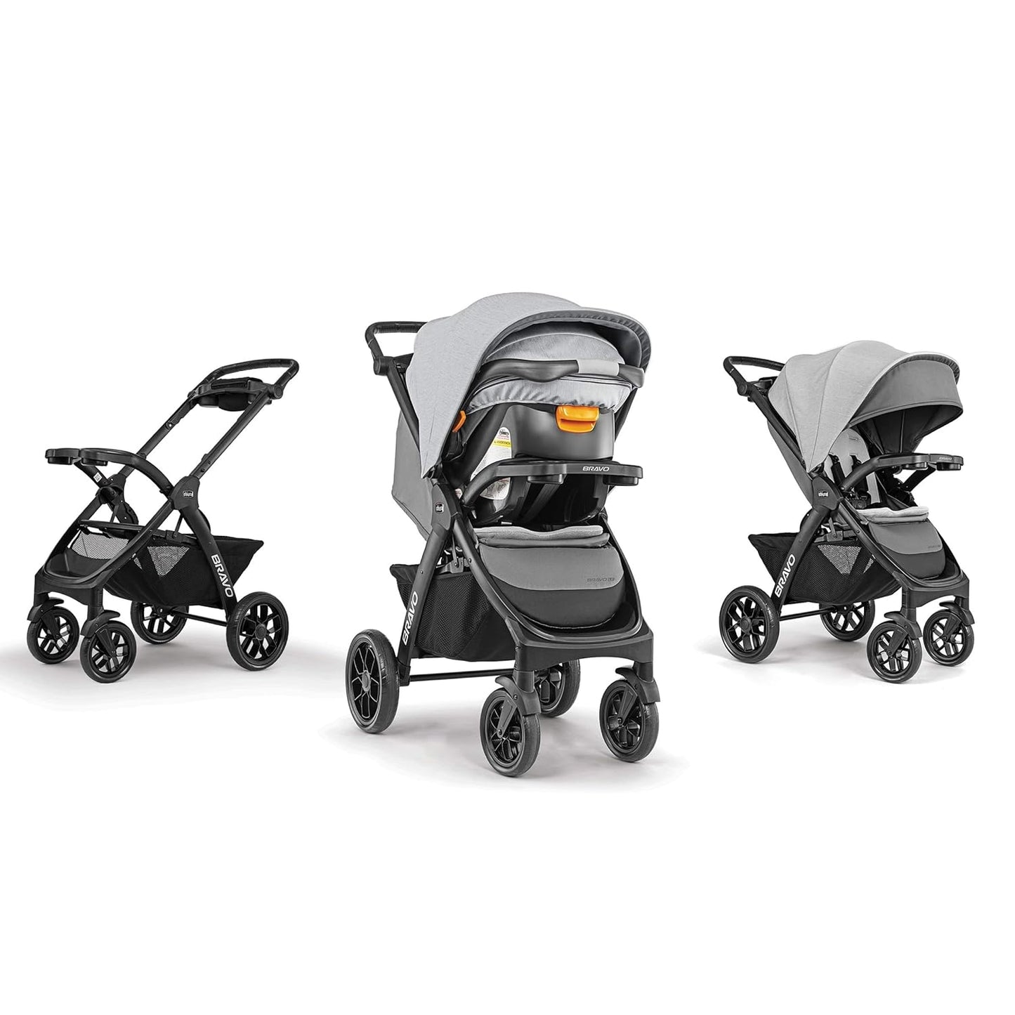 Chicco Bravo 3-in-1 Trio Travel System, Bravo Quick-Fold Stroller with KeyFit 30 Infant Car Seat and Base, Car Seat and Stroller Combo | Camden/Black