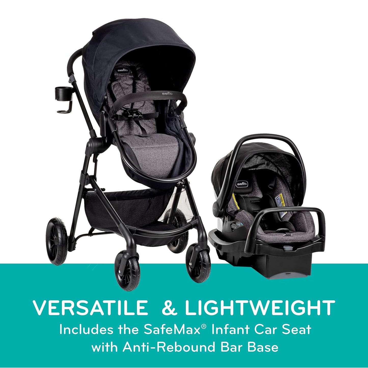 Evenflo Pivot Modular Travel System with LiteMax Infant Car Seat (Casual Gray)