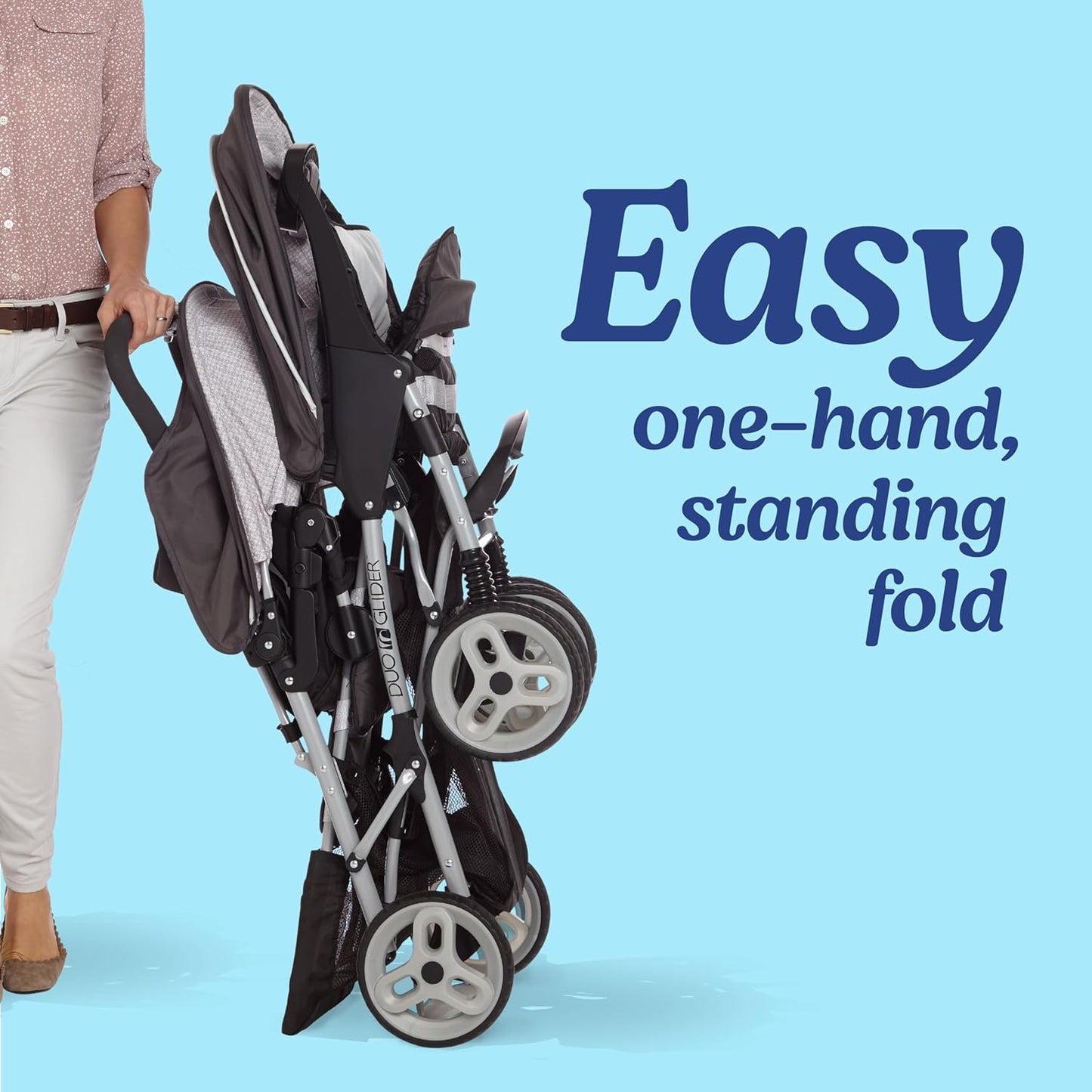 Graco DuoGlider Double Stroller | Lightweight Double Stroller with Tandem Seating, Glacier