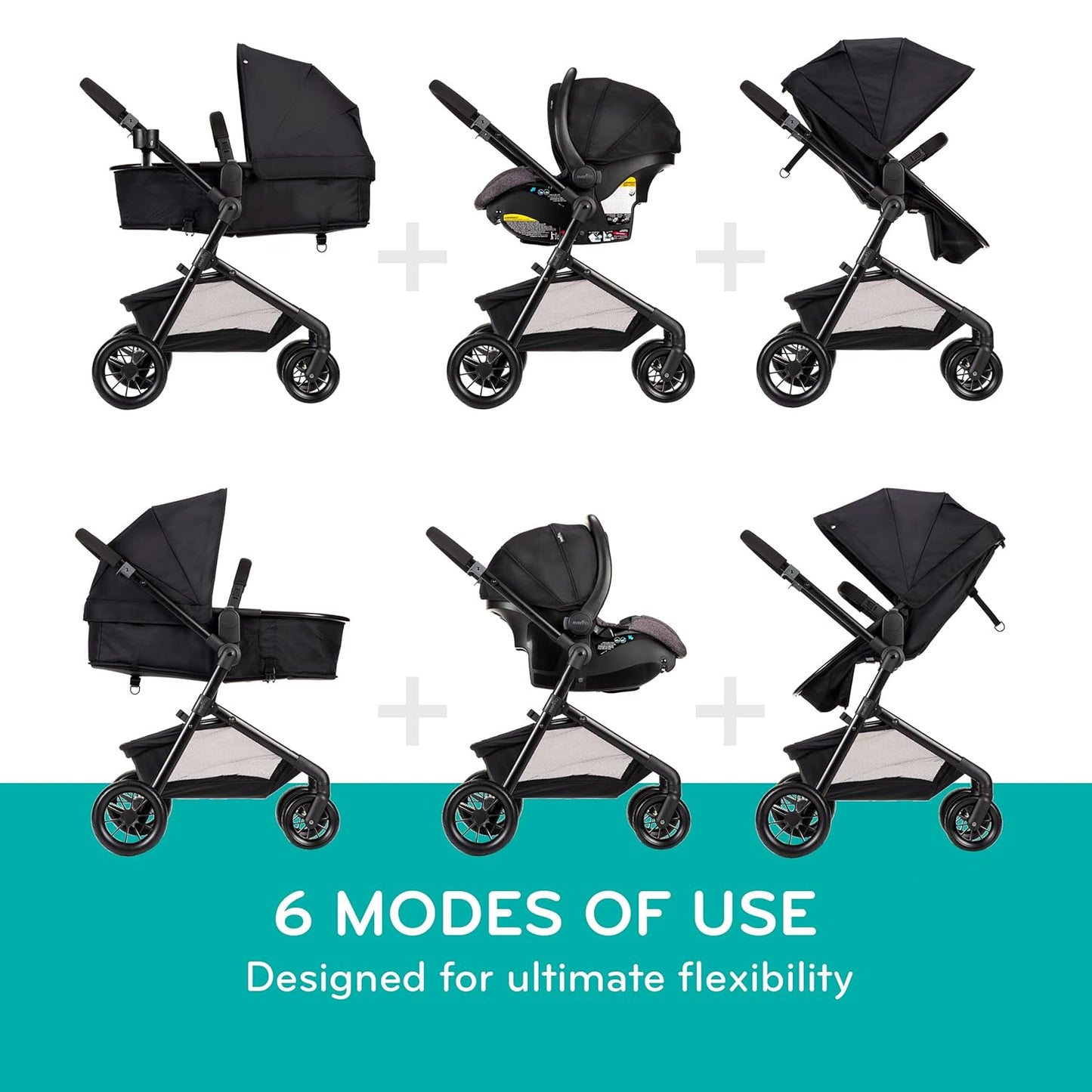 Evenflo Pivot Modular Travel System with LiteMax Infant Car Seat (Casual Gray)