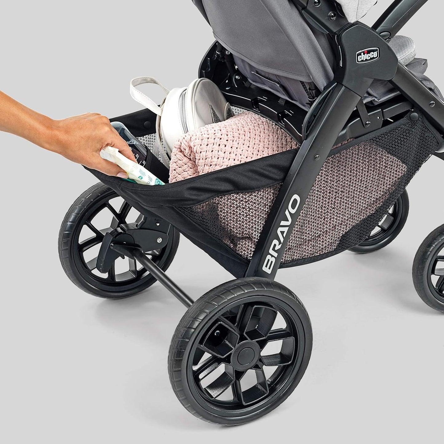 Chicco Bravo 3-in-1 Trio Travel System, Bravo Quick-Fold Stroller with KeyFit 30 Infant Car Seat and Base, Car Seat and Stroller Combo | Camden/Black