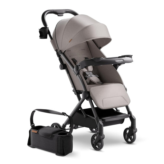 Mompush Lithe V2 Lightweight Travel Stroller, Compact Foldable Baby Stroller with Travel Bag, One-Hand Fold Stroller, Snack Tray, Mechanical Recline Seat, Airplane-Ready, UPF 50+ Canopy & Rain Cover