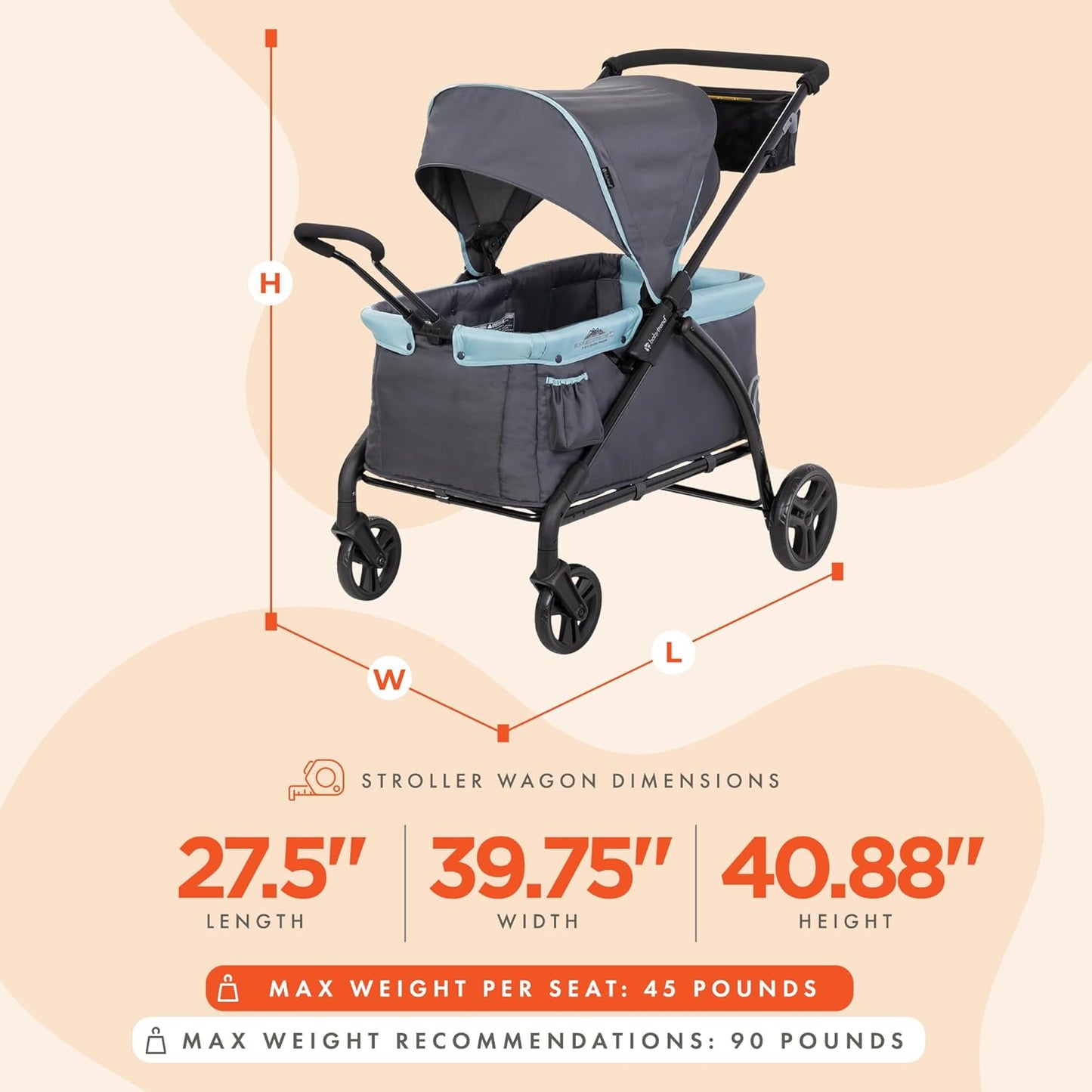 Baby Trend Expedition Stroller Wagon, Liberty Midnight
