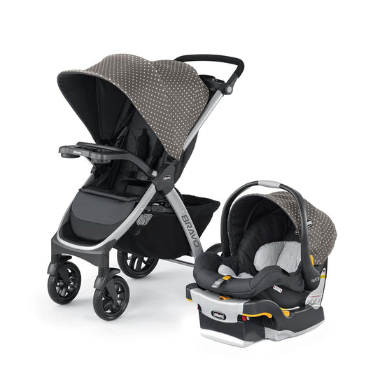Chicco Bravo 3-in-1 Trio Travel System, Bravo Quick-Fold Stroller with KeyFit 30 Infant Car Seat and Base, Car Seat and Stroller Combo | Camden/Black