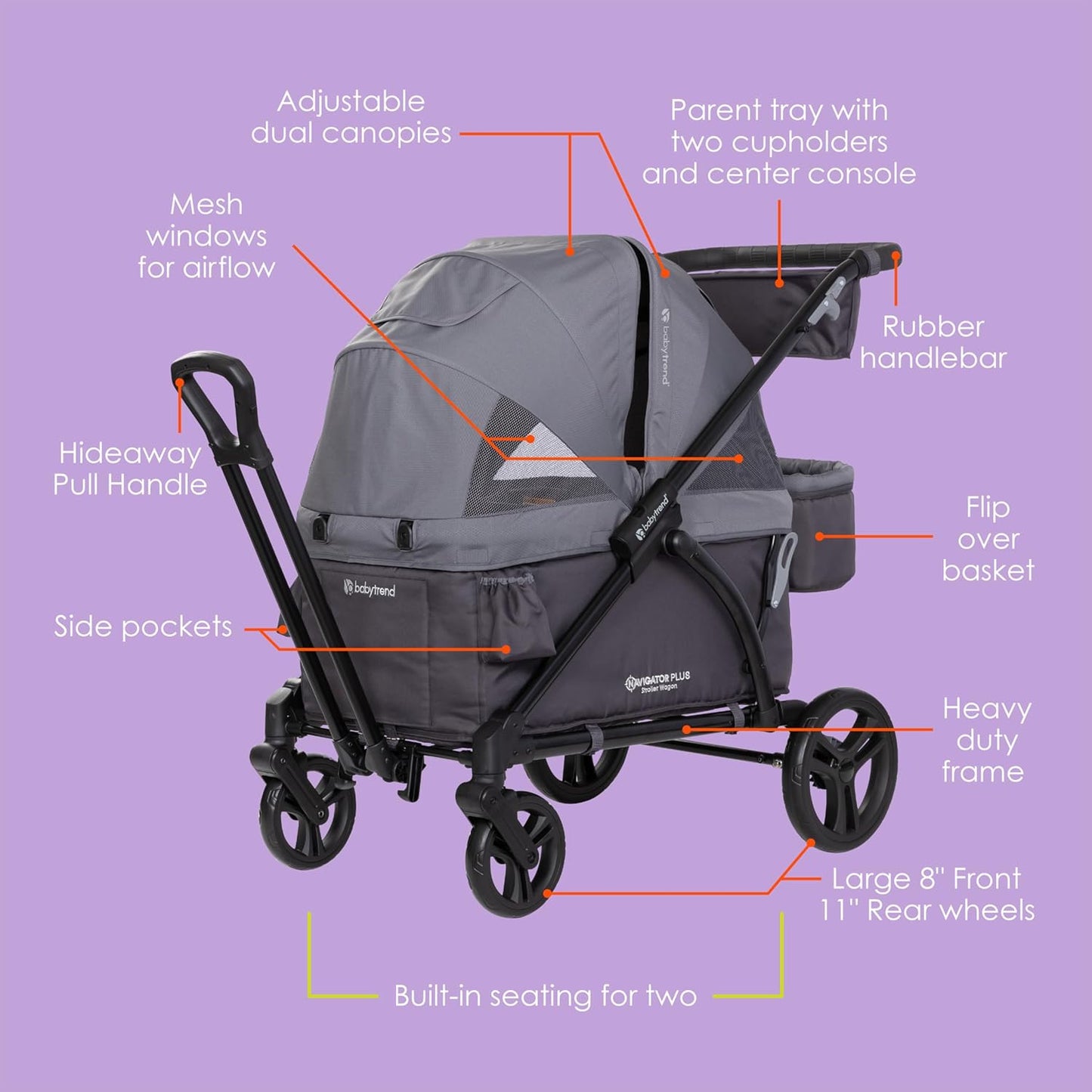 Baby Trend Expedition Stroller Wagon, Liberty Midnight