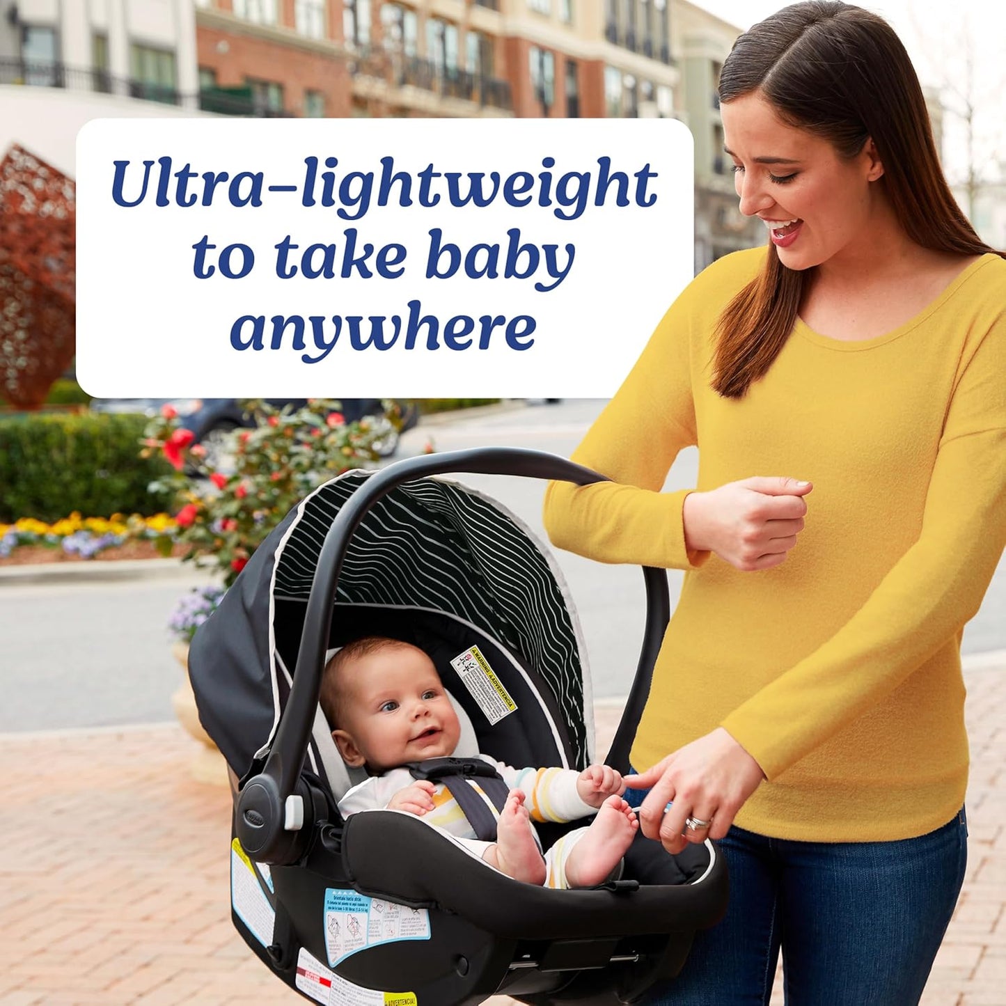 Graco SnugRide Lite LX Infant Car Seat, Rear-Facing, Lightweight, Adjustable Base, Easy Install, Studio