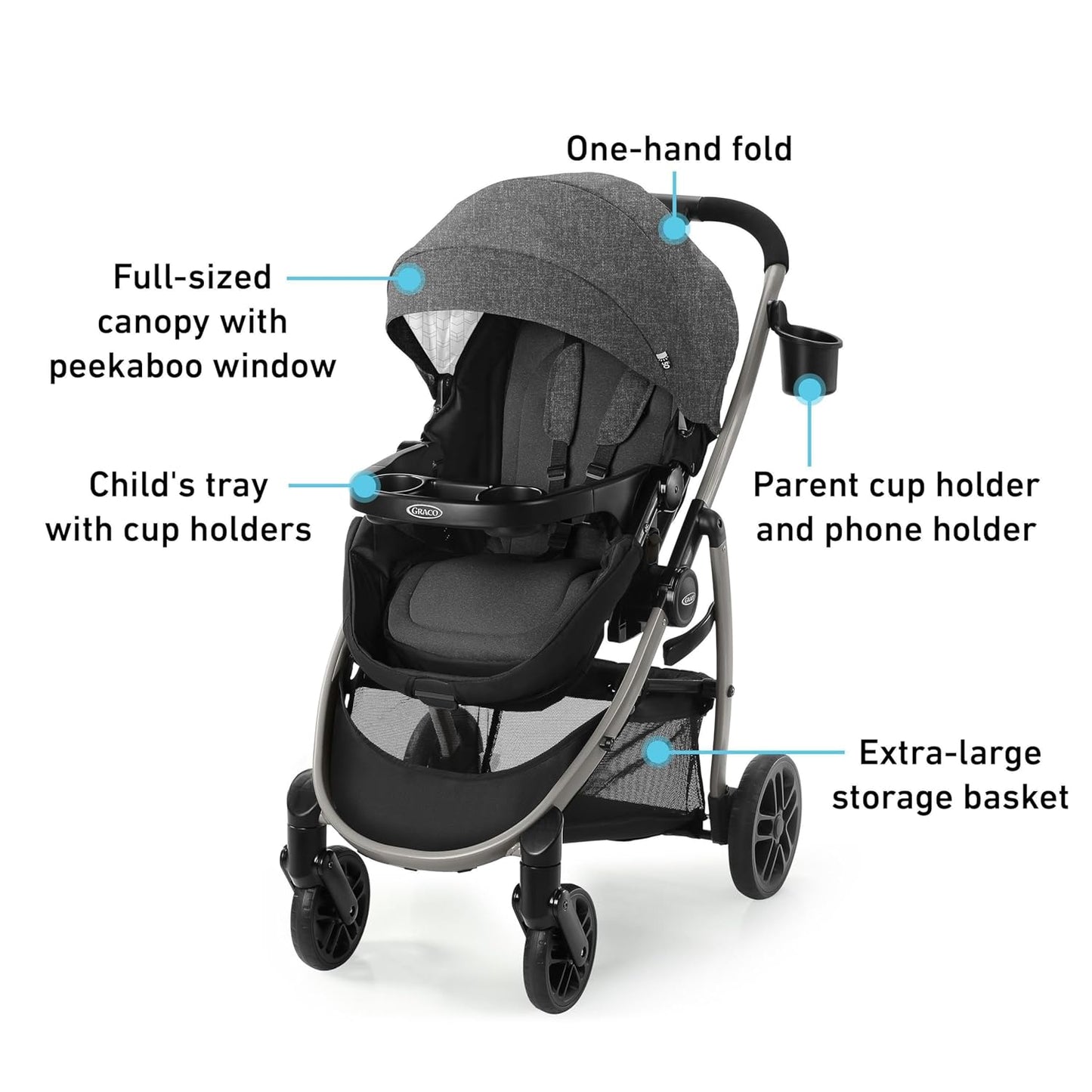 Graco Modes Pramette Travel System | Stroller & Car Seat Combo | 3-in-1 Stroller Modes | Includes Graco SnugRide 35 Infant Car Seat | Ellington