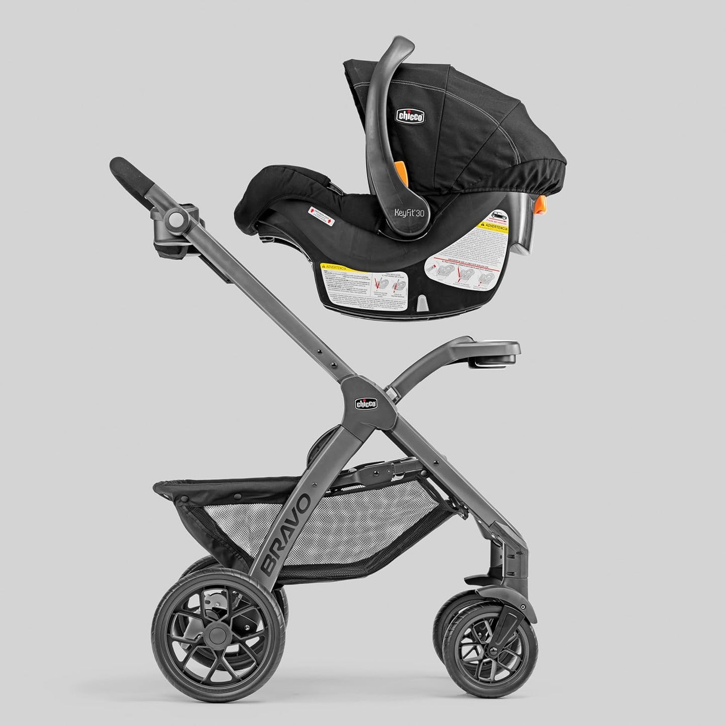 Chicco Bravo 3-in-1 Trio Travel System, Bravo Quick-Fold Stroller with KeyFit 30 Infant Car Seat and Base, Car Seat and Stroller Combo | Camden/Black