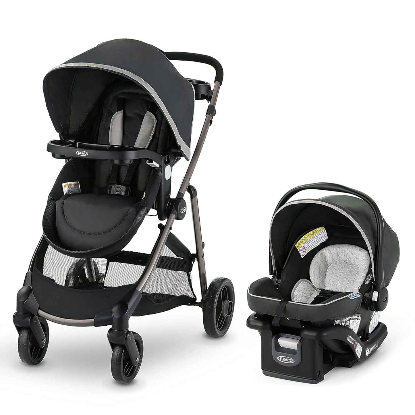 Graco Modes Pramette Travel System | Stroller & Car Seat Combo | 3-in-1 Stroller Modes | Includes Graco SnugRide 35 Infant Car Seat | Ellington