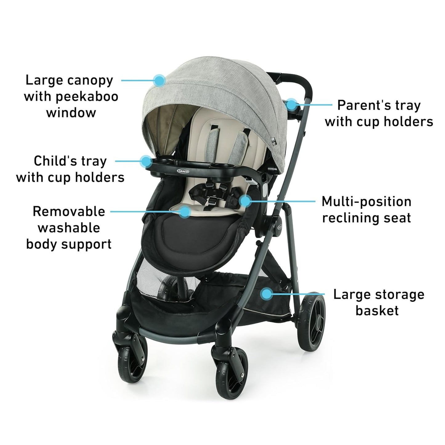 Graco Modes Pramette Travel System | Stroller & Car Seat Combo | 3-in-1 Stroller Modes | Includes Graco SnugRide 35 Infant Car Seat | Ellington