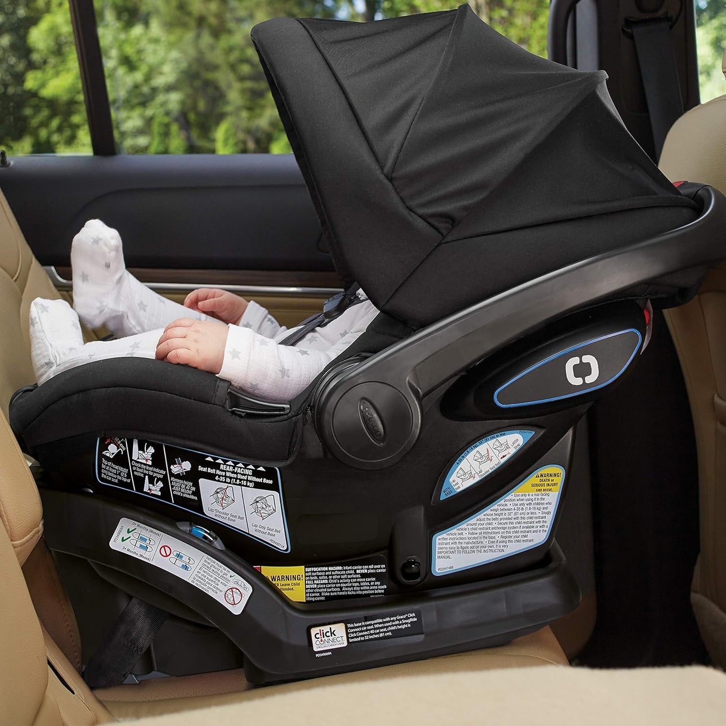 Graco SnugRide Lite LX Infant Car Seat, Rear-Facing, Lightweight, Adjustable Base, Easy Install, Studio