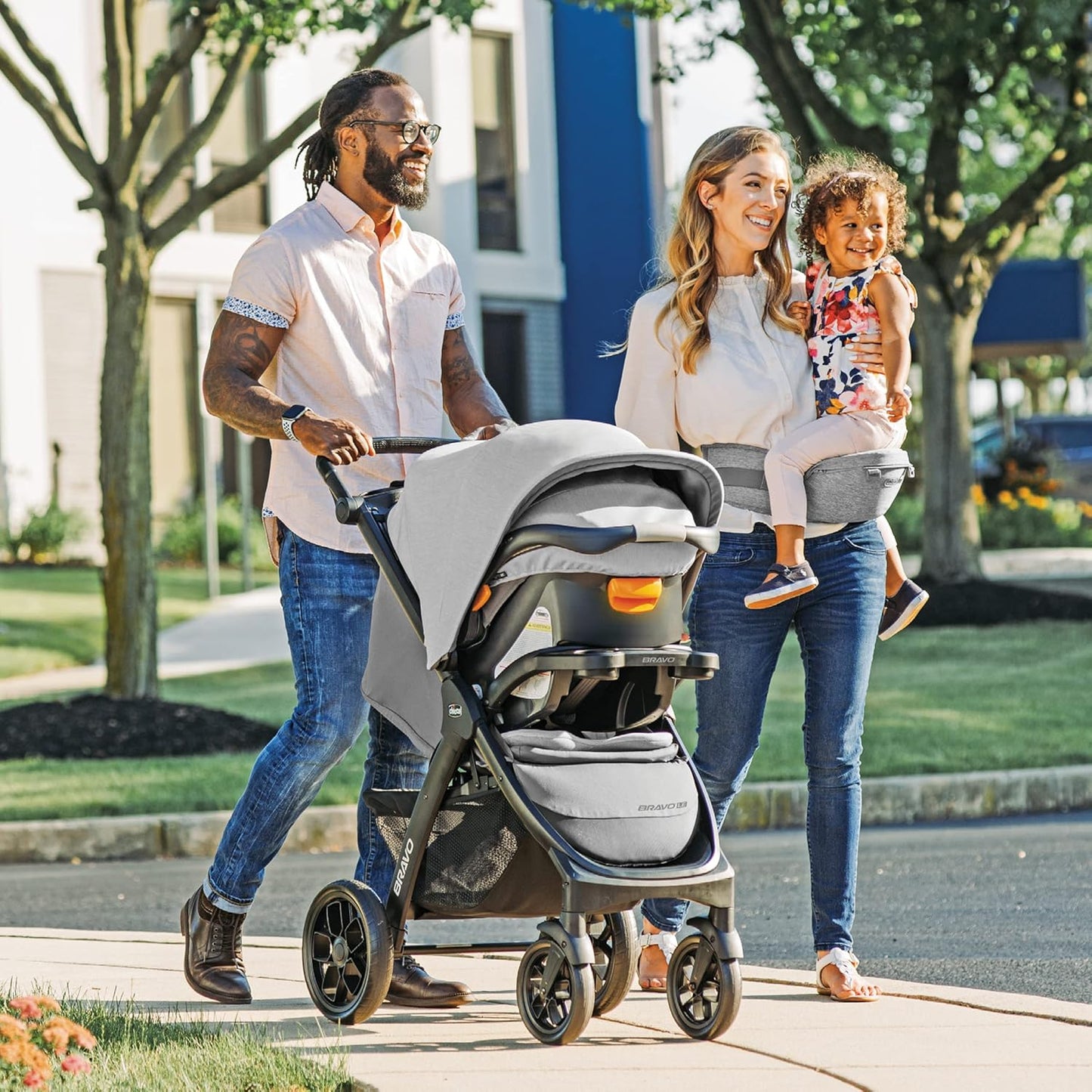 Chicco Bravo 3-in-1 Trio Travel System, Bravo Quick-Fold Stroller with KeyFit 30 Infant Car Seat and Base, Car Seat and Stroller Combo | Camden/Black